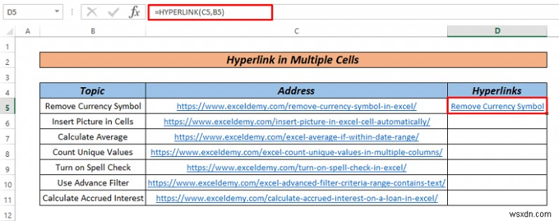 วิธีการไฮเปอร์ลิงก์หลายเซลล์ใน Excel (3 วิธี)