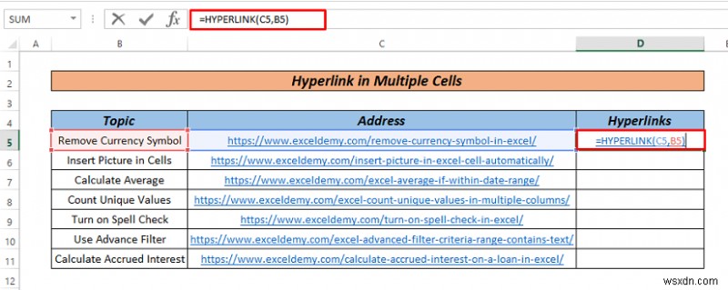 วิธีการไฮเปอร์ลิงก์หลายเซลล์ใน Excel (3 วิธี)