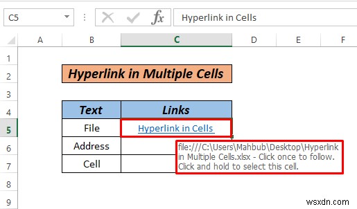 วิธีการไฮเปอร์ลิงก์หลายเซลล์ใน Excel (3 วิธี)