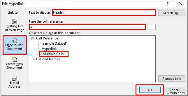 วิธีการไฮเปอร์ลิงก์หลายเซลล์ใน Excel (3 วิธี)