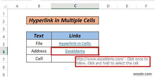 วิธีการไฮเปอร์ลิงก์หลายเซลล์ใน Excel (3 วิธี)