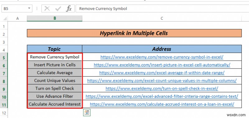 วิธีการไฮเปอร์ลิงก์หลายเซลล์ใน Excel (3 วิธี)