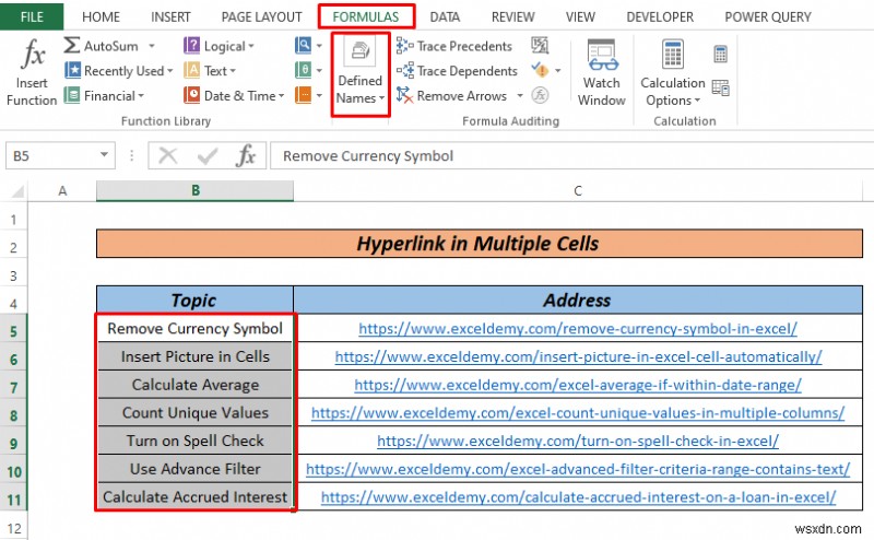 วิธีการไฮเปอร์ลิงก์หลายเซลล์ใน Excel (3 วิธี)