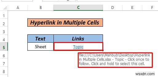 วิธีการไฮเปอร์ลิงก์หลายเซลล์ใน Excel (3 วิธี)