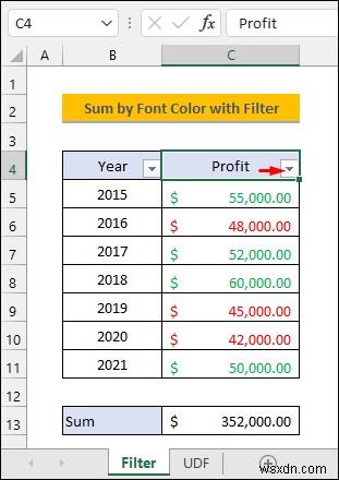 รวมตามสีแบบอักษรใน Excel (2 วิธีที่มีประสิทธิภาพ) 