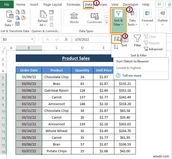 วิธีจัดเรียงแถวตามวันที่ใน Excel (8 วิธี)