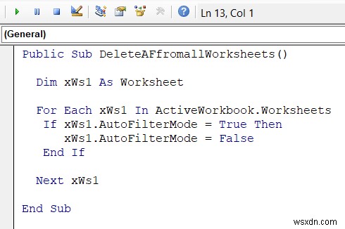 Excel VBA:ลบตัวกรองอัตโนมัติหากมีอยู่ (7 ตัวอย่าง)