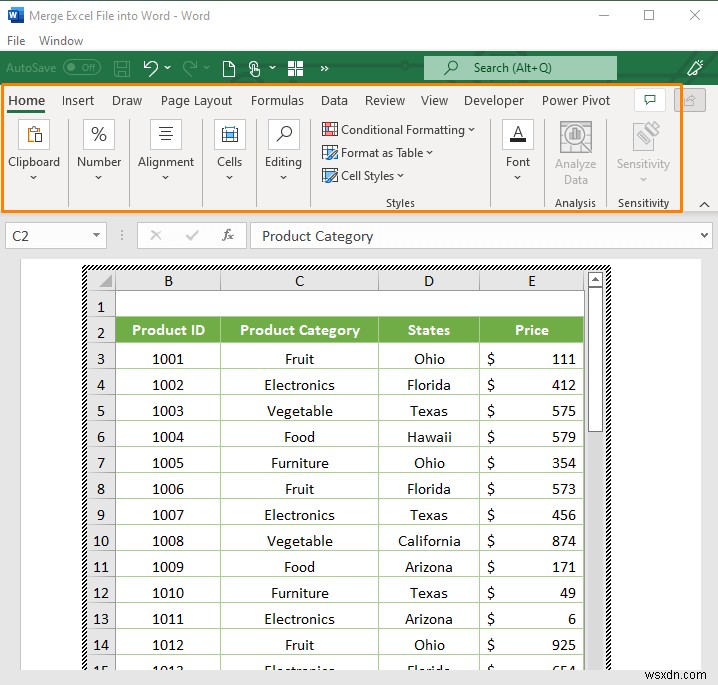 วิธีการรวมไฟล์ Excel ลงในเอกสาร Word