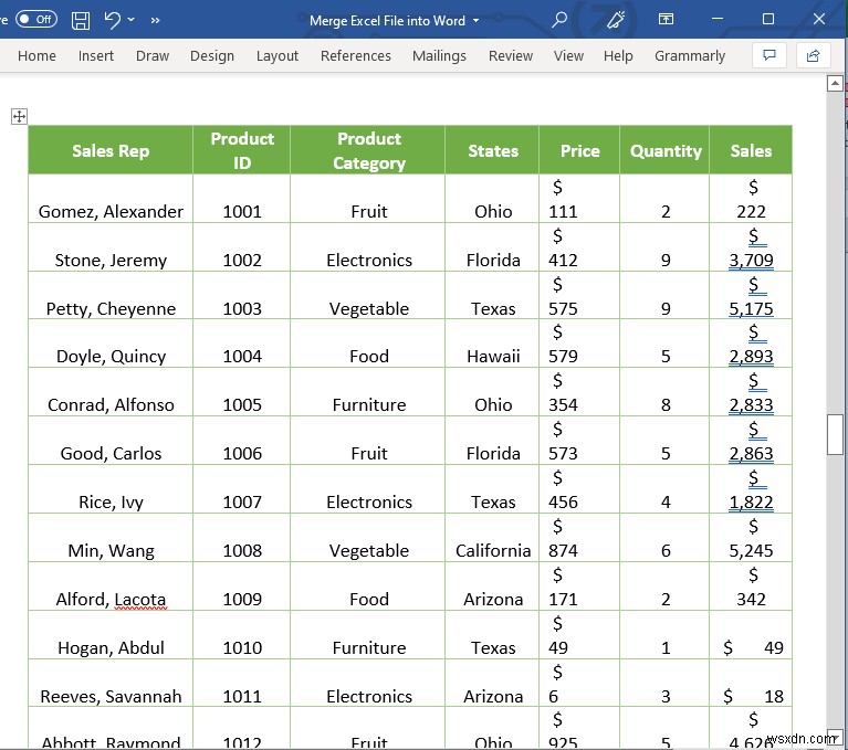 วิธีการรวมไฟล์ Excel ลงในเอกสาร Word