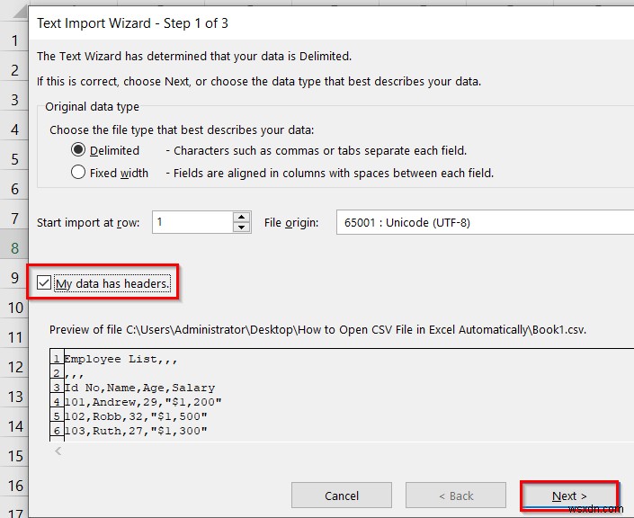 วิธีการเปิดไฟล์ CSV ใน Excel ด้วยคอลัมน์โดยอัตโนมัติ (3 วิธี)