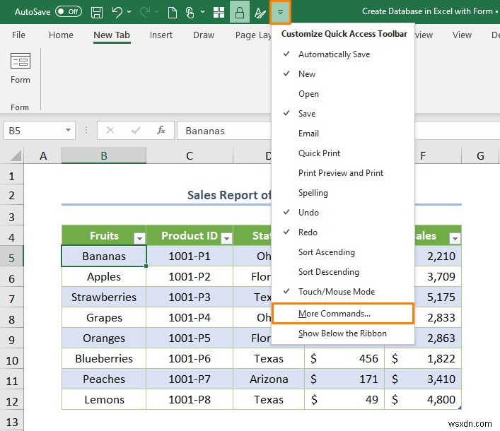 วิธีสร้างฐานข้อมูลด้วยฟอร์มใน Excel