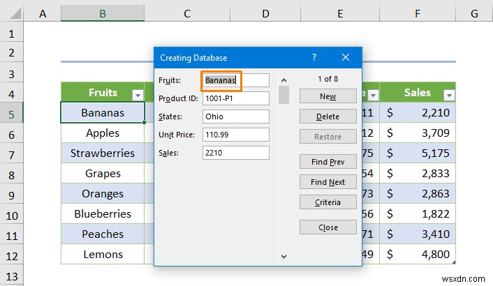 วิธีสร้างฐานข้อมูลด้วยฟอร์มใน Excel