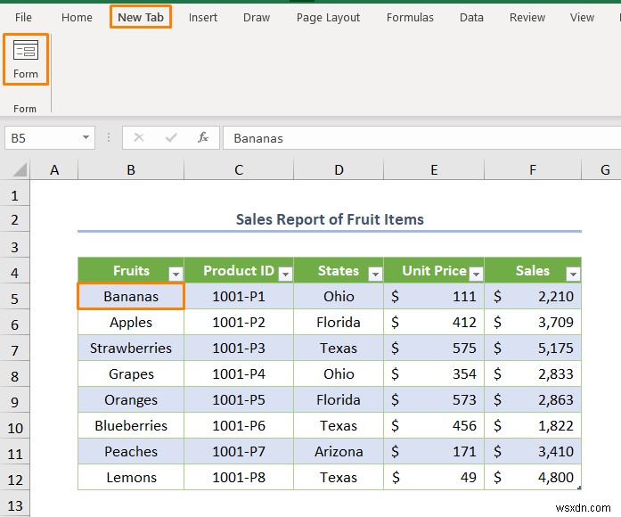 วิธีสร้างฐานข้อมูลด้วยฟอร์มใน Excel