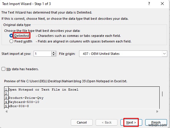 วิธีการเปิด Notepad หรือไฟล์ข้อความใน Excel ด้วยคอลัมน์ (วิธีง่ายๆ 3 วิธี)