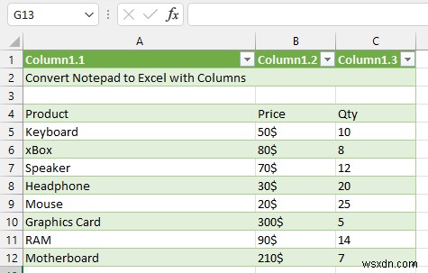 วิธีการเปิด Notepad หรือไฟล์ข้อความใน Excel ด้วยคอลัมน์ (วิธีง่ายๆ 3 วิธี)