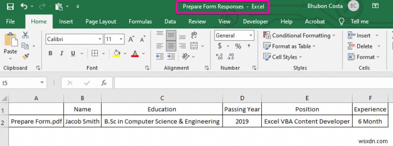 วิธีเชื่อมโยงแบบฟอร์ม PDF กับฐานข้อมูล Excel (ด้วยขั้นตอนง่ายๆ)