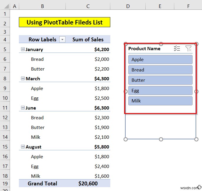 วิธีการแทรกตัวแบ่งส่วนข้อมูลใน Excel (วิธีง่ายๆ 3 วิธี)