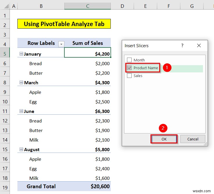 วิธีการแทรกตัวแบ่งส่วนข้อมูลใน Excel (วิธีง่ายๆ 3 วิธี)