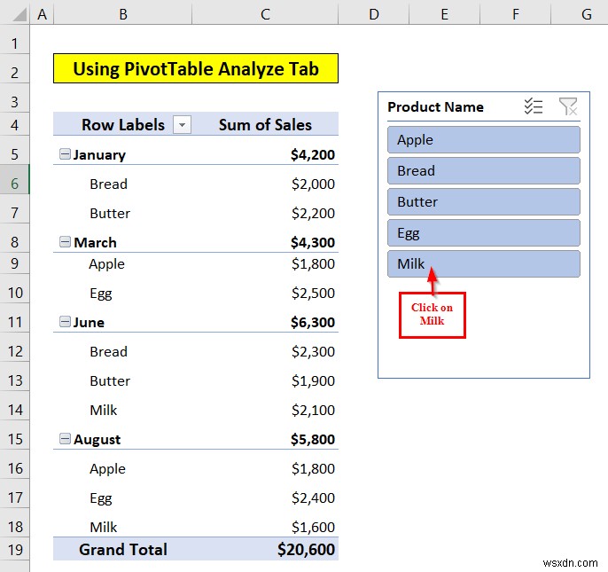 วิธีการแทรกตัวแบ่งส่วนข้อมูลใน Excel (วิธีง่ายๆ 3 วิธี)