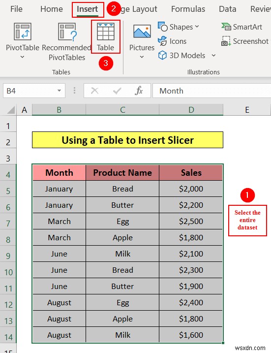 วิธีการแทรกตัวแบ่งส่วนข้อมูลใน Excel (วิธีง่ายๆ 3 วิธี)