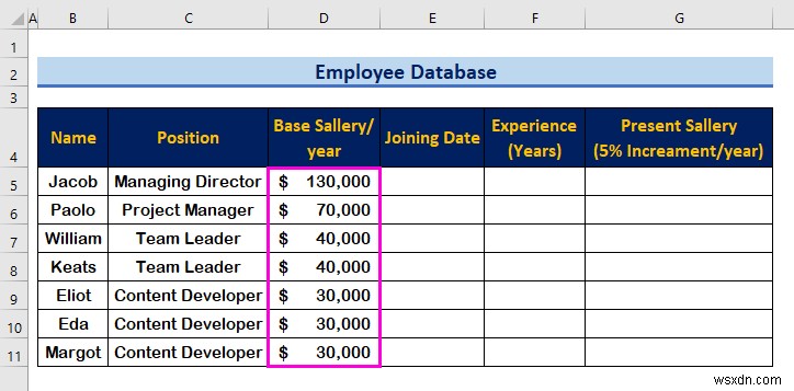 วิธีสร้างฐานข้อมูลพนักงานใน Excel (ด้วยขั้นตอนง่ายๆ)