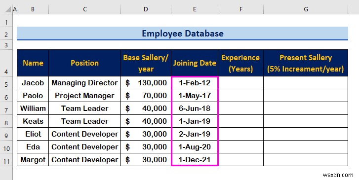 วิธีสร้างฐานข้อมูลพนักงานใน Excel (ด้วยขั้นตอนง่ายๆ)