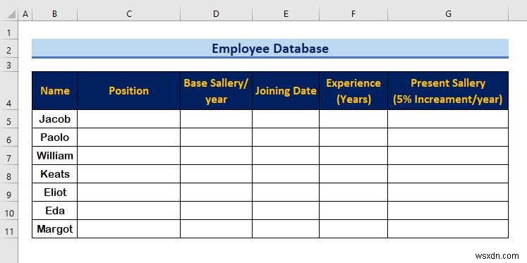 วิธีสร้างฐานข้อมูลพนักงานใน Excel (ด้วยขั้นตอนง่ายๆ)