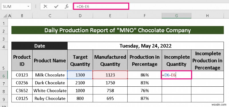 วิธีการสร้างรายงานการผลิตใน Excel (2 ตัวแปรทั่วไป)