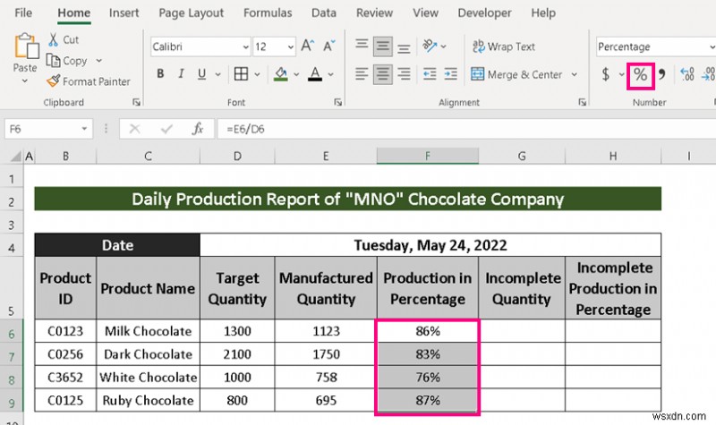 วิธีการสร้างรายงานการผลิตใน Excel (2 ตัวแปรทั่วไป)