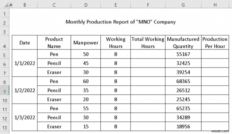 วิธีการสร้างรายงานการผลิตใน Excel (2 ตัวแปรทั่วไป)