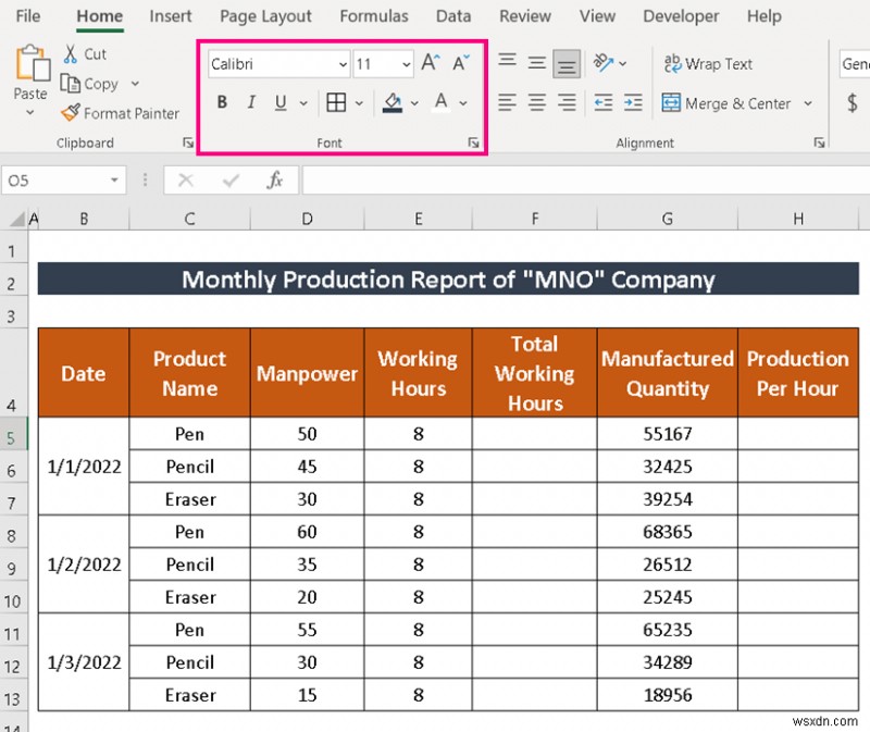 วิธีการสร้างรายงานการผลิตใน Excel (2 ตัวแปรทั่วไป)