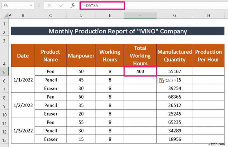 วิธีการสร้างรายงานการผลิตใน Excel (2 ตัวแปรทั่วไป)