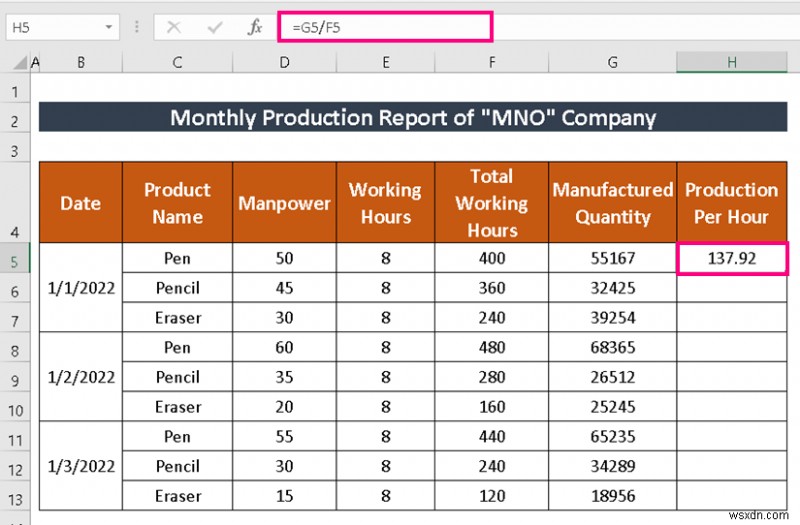 วิธีการสร้างรายงานการผลิตใน Excel (2 ตัวแปรทั่วไป)