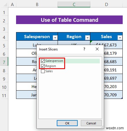 วิธีการแทรกตัวแบ่งส่วนข้อมูลโดยไม่ใช้ Pivot Table ใน Excel