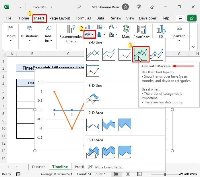 สร้างไทม์ไลน์ใน Excel ด้วยเหตุการณ์สำคัญ (ด้วยขั้นตอนง่ายๆ)