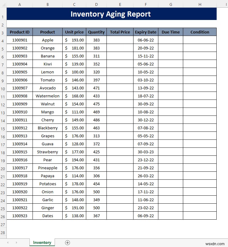 วิธีการสร้างรายงานอายุสินค้าคงคลังใน Excel (คำแนะนำทีละขั้นตอน)