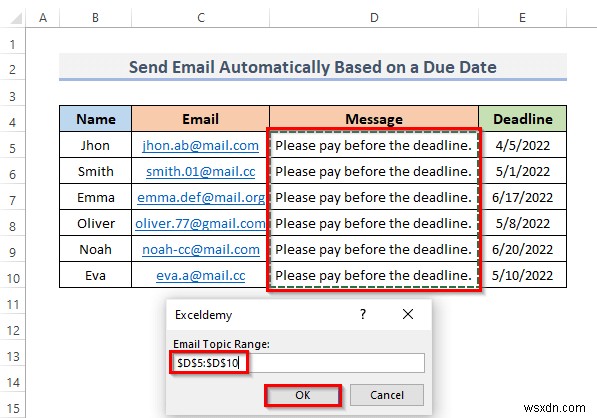 วิธีการส่งอีเมลโดยอัตโนมัติเมื่อตรงตามเงื่อนไขใน Excel