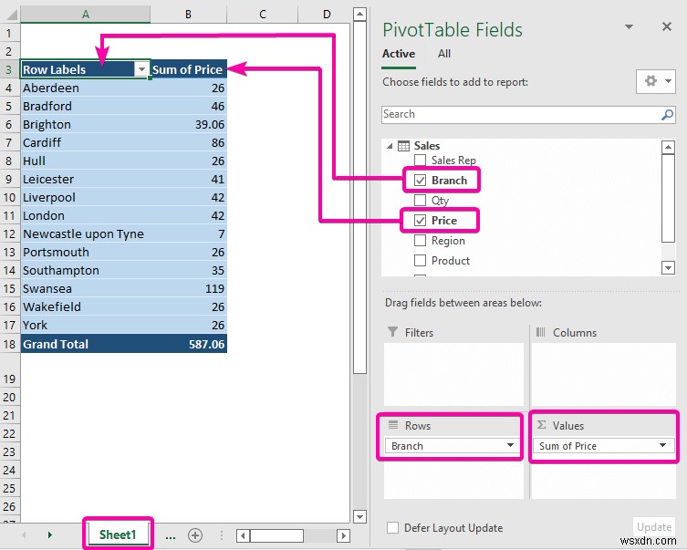 เชื่อมต่อตัวแบ่งส่วนข้อมูลกับตาราง Pivot หลายรายการจากแหล่งข้อมูลที่แตกต่างกัน