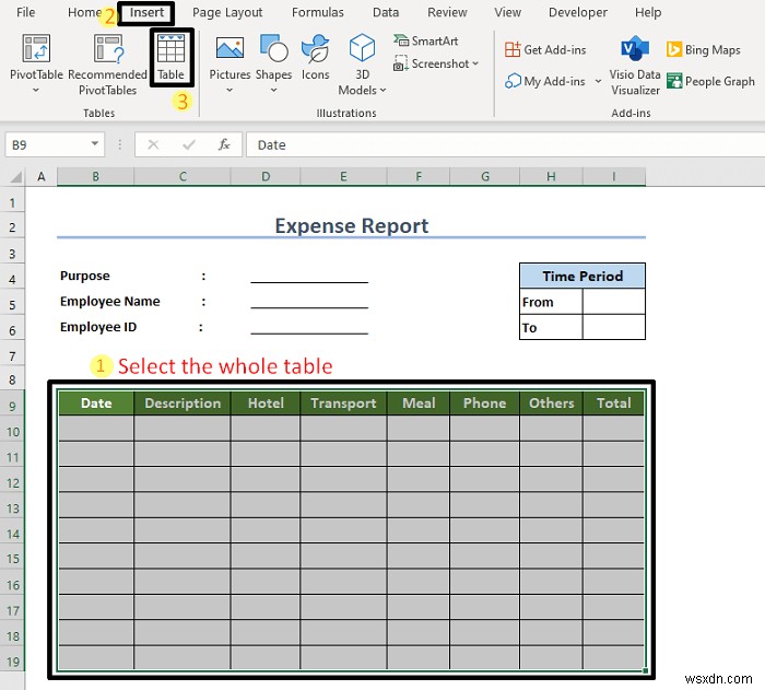 วิธีสร้างรายงานค่าใช้จ่ายใน Excel (ด้วยขั้นตอนง่ายๆ)