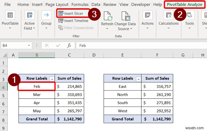 ตัวแบ่งส่วนข้อมูล Excel สำหรับตาราง Pivot หลายรายการ (การเชื่อมต่อและการใช้งาน)