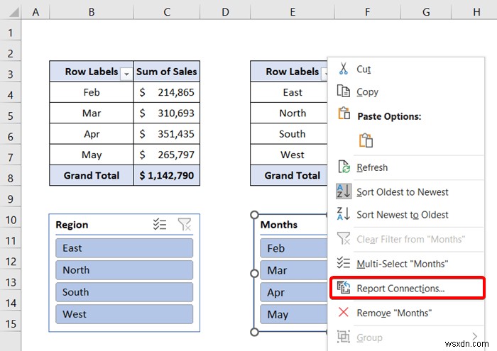 ตัวแบ่งส่วนข้อมูล Excel สำหรับตาราง Pivot หลายรายการ (การเชื่อมต่อและการใช้งาน)