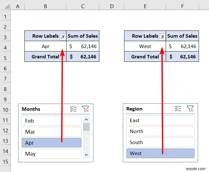 ตัวแบ่งส่วนข้อมูล Excel สำหรับตาราง Pivot หลายรายการ (การเชื่อมต่อและการใช้งาน)