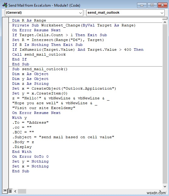 ส่งอีเมลจาก Excel โดยอัตโนมัติตามเนื้อหาของเซลล์ (2 วิธี)