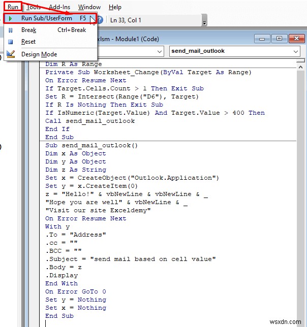 ส่งอีเมลจาก Excel โดยอัตโนมัติตามเนื้อหาของเซลล์ (2 วิธี)