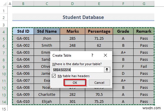 วิธีการสร้างฐานข้อมูลนักเรียนใน Excel (ด้วยขั้นตอนง่ายๆ)