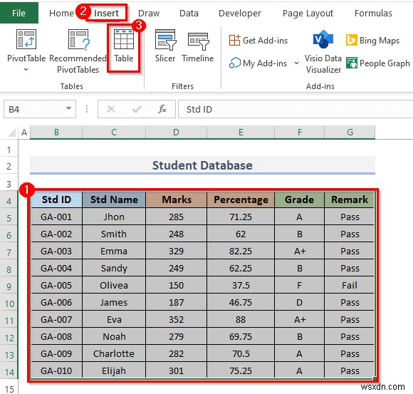 วิธีการสร้างฐานข้อมูลนักเรียนใน Excel (ด้วยขั้นตอนง่ายๆ)