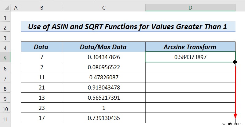 วิธีการแปลงข้อมูล Arcsine ใน Excel (4 วิธีที่มีประโยชน์)