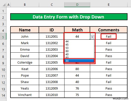 วิธีสร้างแบบฟอร์มการป้อนข้อมูลด้วยรายการแบบเลื่อนลงใน Excel (2 วิธี)