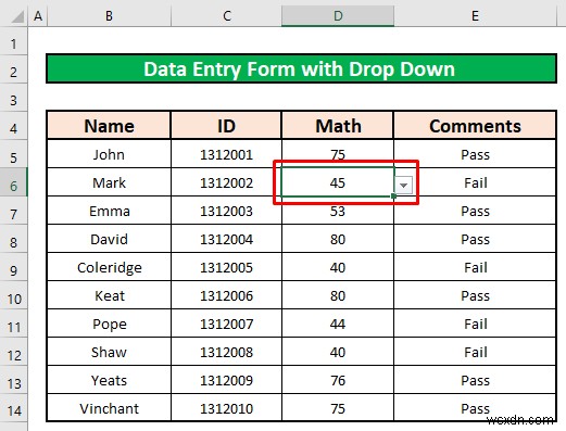 วิธีสร้างแบบฟอร์มการป้อนข้อมูลด้วยรายการแบบเลื่อนลงใน Excel (2 วิธี)