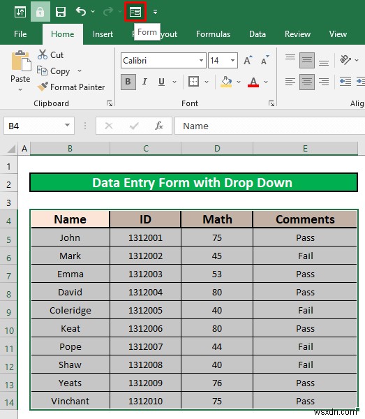 วิธีสร้างแบบฟอร์มการป้อนข้อมูลด้วยรายการแบบเลื่อนลงใน Excel (2 วิธี)